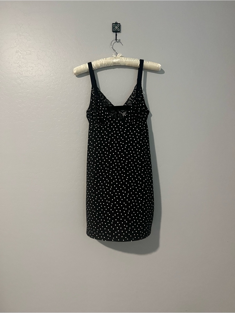 Gilligan & O'Malley Black Polka Dot Lace-Trim Slip